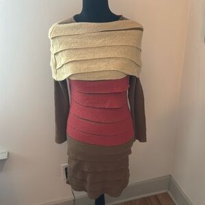 Peru‎ Étnico Made in Peru Baby Alpaca sweater dress color block Sz M-L
